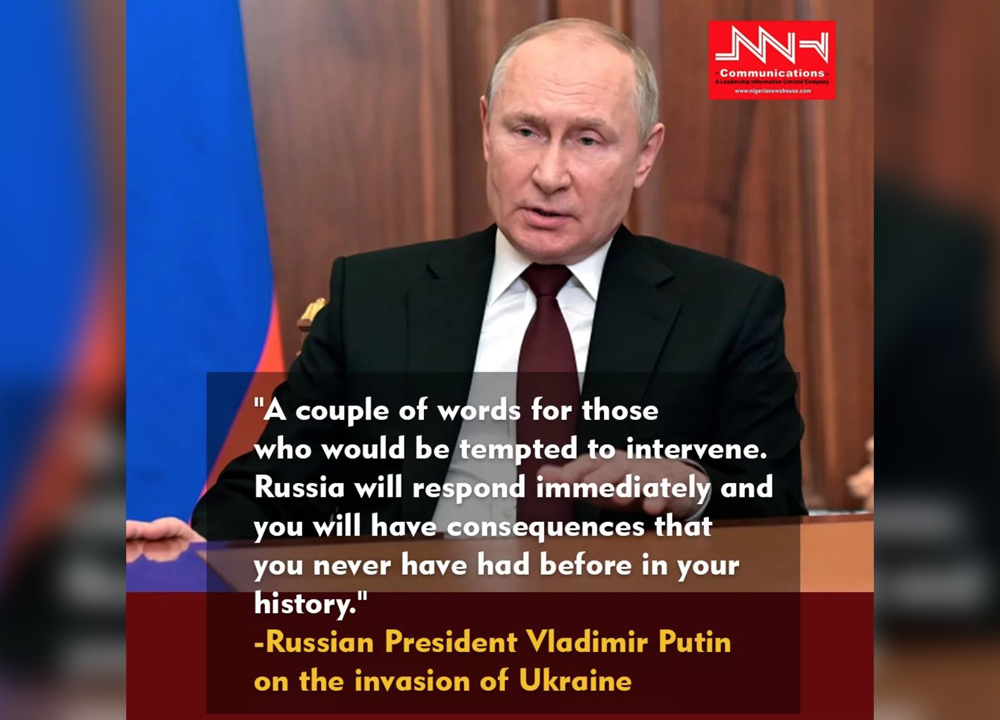 Russian President, Putin on the invasion of Ukraine
