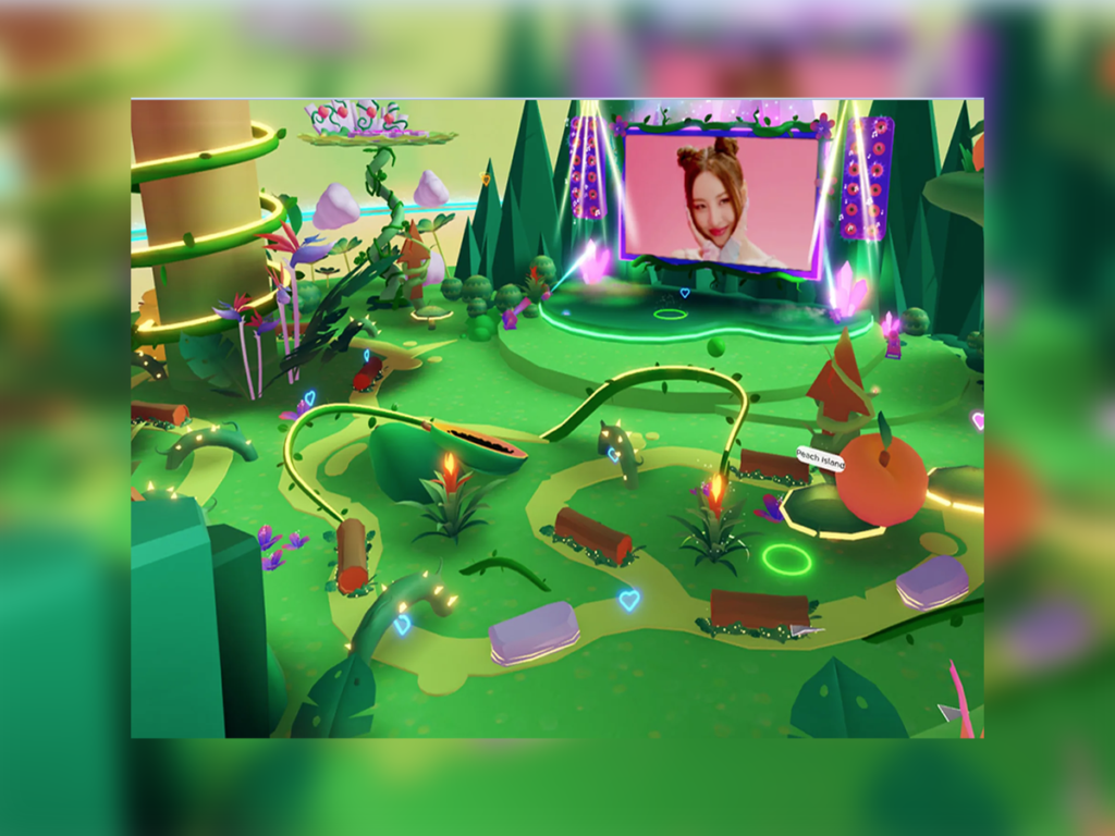 Spotify’s Roblox debut consists of a series of interactive islands with rotating themes. Image: Spotify