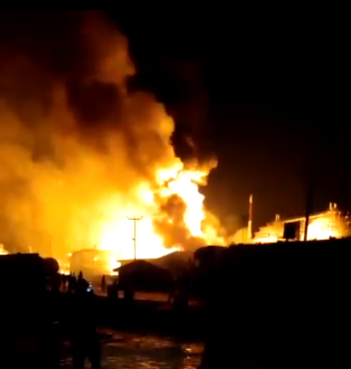 Breaking: Explosion And Fire Outbreak At Matrix Oil And Gas Depot In Warri. [Watch Video]