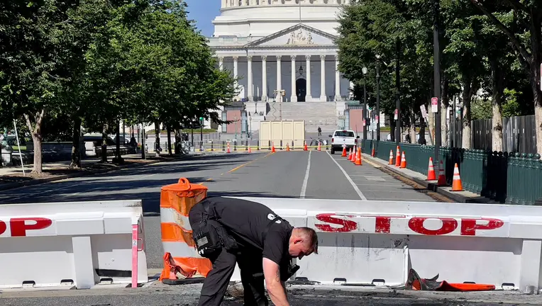 Gunshots Fired As Man Crashes Burning Vehicle Into US Capitol