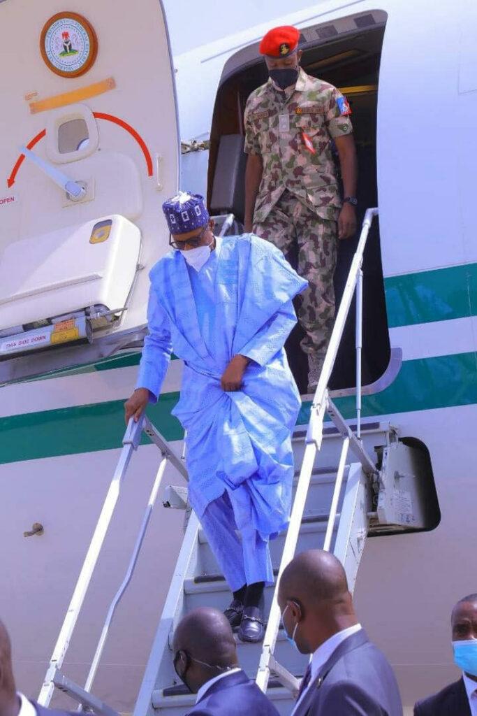 Buhari Arrives In New York For The 77th United Nations General Assembly.